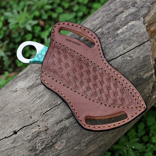 Custom Handmade 7'' fixed blade hoof rasp knife/Cow boy knife/Damascus steel Bull cutter cowboy knives with pancake leather sheath (SUSA 110) - color: SUSA 110