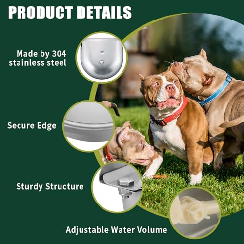 Automatic Animal Drinking Water Bowl, Livestock Waterer | Float Valves, 304 Stainless Steel, 39" Pipe Hose, 1/2" to 3/4" Adapter, Water Trough for Dog, Horse, Goat, Pig, Cow