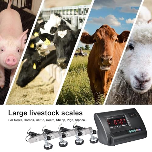 Livestock Scale 10000lbs Capacity | Precision Farm Animal Scales for Weighing | Digital Weighing Machine with 4 Two-Ton Sensors & Junction Box | Veterinary Scale for Goat, Pig, Cattle Sheep Horse