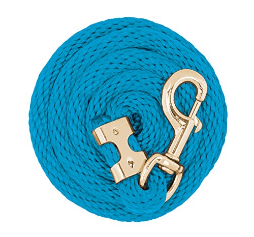 Weaver Equine Performance Lead Rope, Lime Zest, 8' Horse Value Rope with Brass Plated 225 Snap, Soft Comfort Grip, Barn Horse Tack for Daily Use - color: Hurricane Blue
