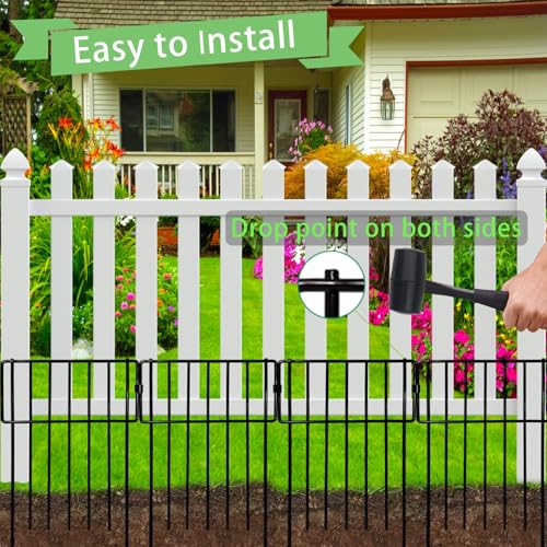 Thrivinest Animal Barrier Fence, 20 Pack No Dig Decorative Fences, 17in(H) x20ft(L) Rustproof Metal Wire Small Garden Fence Border for Dogs Rabbits - color: Black, size: 20 Pack,20Ft