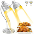Dyna-Living Food Heat Lamp, 2-Head Adjustable Heat Lamp for Food Commercial Electric Food Warmer Lamp Catering Warming Lights for Buffet Parties Restaurant Kitchen, 500W - color: Silver