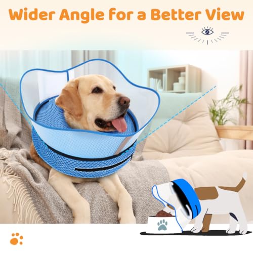 Supet Raised Inflatable Dog Cone Alternative Collars for After Surgery, Dog Donut Collar After Surgery, Soft Pet Cone for Small Medium Large Dogs to Stop Licking - color: Blue, size: S(Neck 7"-9.5")