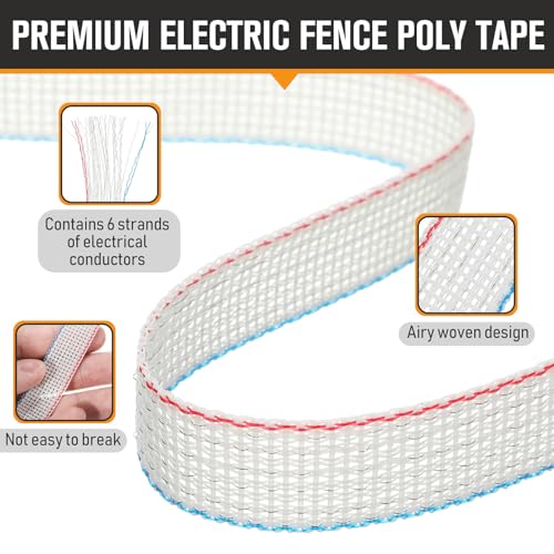 1 Roll 3/4 Inch x 2000 ft Electric Fence Tape for Livestock Polytape Fencing Horse Fence with High Visibility - color: White, size: 3/4 Inch X 2000 ft
