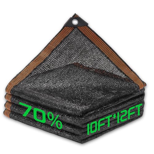 70% Shade Cloth, 10FTx12FT HDPE Mesh Tarp with Reinforced Grommets, Outdoor Sun Shade Net for Greenhouse, Plants, Garden, Pergola, Patio, Chicken Coop (10FT*12FT) - size: 10FT*12FT