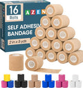 AZEN 16 Pack Self Adhesive Bandage Wrap, 2" X 5 Yards Elastic Cohesive Bandage Wrap, Skin Color Athletic Tape, Vet Wrap, Ankle Tape, Tattoo Grip Tape Wrap - color: Beige, size: 2IN - 16Pack