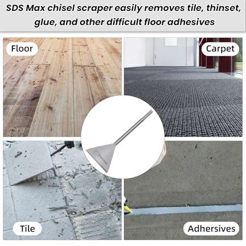 TOOVEM 6 Inch Wide SDS Max Chisel for SDS Max Shank Rotary Hammer Drills | Floor Scraper Tile Removal Scraping Steel Flat Shovel Bit Tool for Removing Floor, Concrete Mortar Thinset