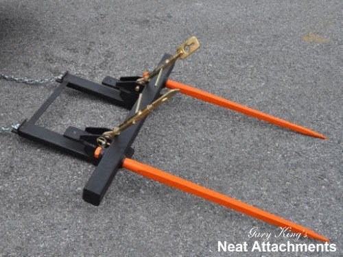 Bucket Hay Bale Spear Attachment w/ 2 x 49" Prongs. Rated 3000 Lb - Sr.2 - size: 2 x 49"