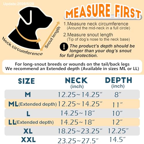 Extra Large Soft Dog Cone, 37cm / 14.5" Long Stop Licking Deep Pet Recovery Collar After Surgery, Clear Plastic Breathable Elizabethan Head Neck Circle, Adjustable Comfortable Cones (XXL Black) - color: Black, size: XXL(Neck:23.25-27.5in)
