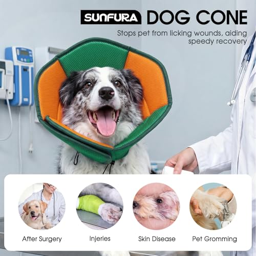 Dog Cone - Soft Cone for Dogs to Stop Licking, Pet E-Collar Alternative After Surgery, Adjustable Pet Recovery Collar for Wound Healing, Pine Green Small - color: Pine Green, size: Small