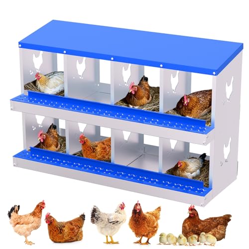 Garvee Chicken Nesting Box, 8 Compartment Nesting Boxes for Chickens, Easy to Clean and Install, Chicken Laying Boxes for Chicken Coop to Protect Eggs, Blue - color: blue, size: 8 holes