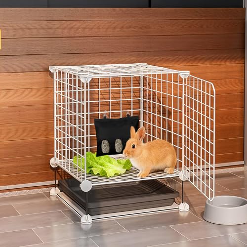 2PCS Rabbit Hay Feeder,3 Hole Hay Bag for Rabbits, Washable Hanging Small Animal Feeder for Guinea Pig Bunny Chinchillas Hamsters and Other Pets - color: Black