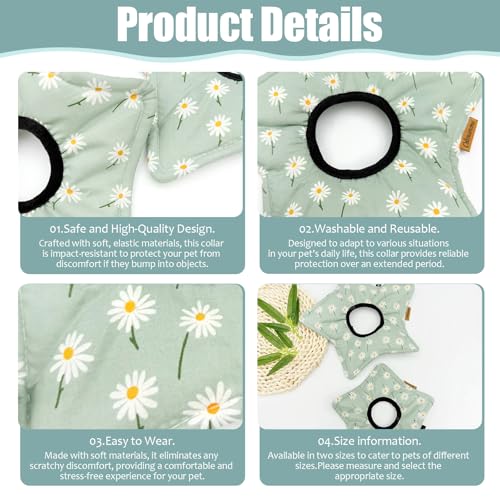 2 Pack Star Soft Cat Cone, Adjustable Floral Recovery Collar for Cats & Kittens, Comfortable Elizabethan E-Collar for After Surgery & Wound Healing（S） - size: S