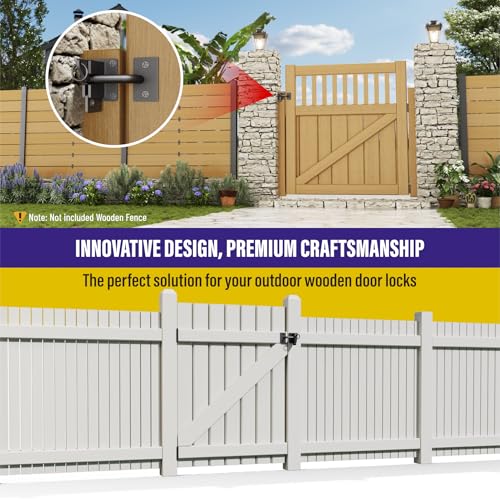 Hulave 304 Stainless Steel Fence Gate Latch, Self-Locking Gravity Gate Latch, Heavy Duty Privacy Gate Latch for Wooden Fence, Metal Gate & Vinyl Fence Gate Hardware (Black) - color: Black