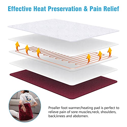 Electric Heated Foot Warmer Soft Flannel Foot Heater with 2h Auto Off & 3 Heat Levels Full Body Use Heating Pad for Feet, Abdomen, Cramps, Pain Relief Pocket Design 16" x 22" Red - color: Red