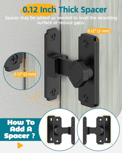 90 Degree Barn Door Lock, Rustproof Sliding Gate Latch, Black 4Pcs | Multipurpose Security Lock for Bathroom, Cabinet, Pet Cage, Garden Shed, Window And Sliding Wooden Doors - color: Black-4PCS