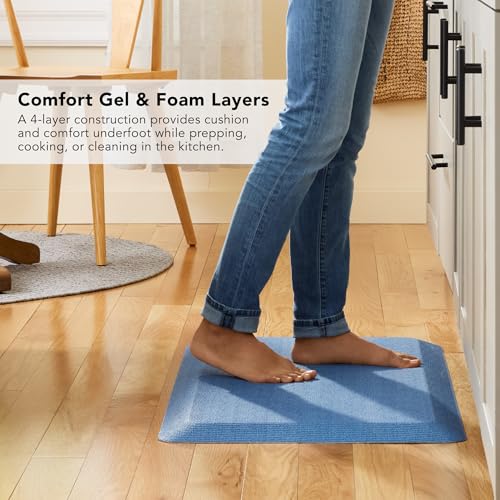 KitchenAid Gourmet Series Kitchen Comfort Gel Mat, Solid Basketweave, Blue Velvet, 20"x39" - color: Blue Velvet