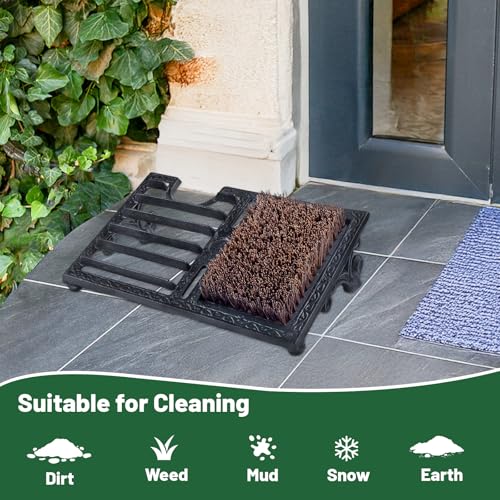 Cast Iron Boot Brush Scraper Outdoor，Heavy Duty Shoe Scrapers with Brushes, Boot Scrubber and Boot Cleaner Brush for Entryway, Garden, Farm - color: Cast Iron Boot Brush