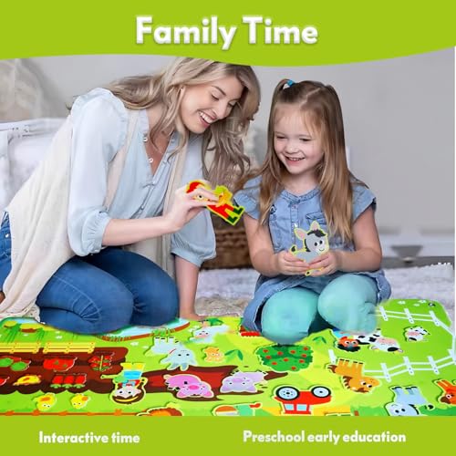 Felt Busy Board for Kids 3-5, Farm Animals Story Set for Children Play | Large Wall Activity, Montessori Toys, Barnyard Theme Interactive Sensory Toys, Preschool Early Learning Play Kit, Classroom
