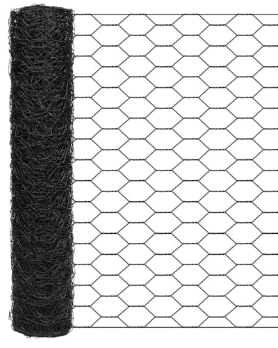 Garden Poultry Black Chicken Wire - 16.5 '' × 590 '' Chicken Wire for Crafts, Garden Fence Animal Barrier, 1 inch Mesh Poultry Netting Fence, Pet/Rabbit/Chicken Wire Fencing - size: 16.5 inch x 49.2 Ft