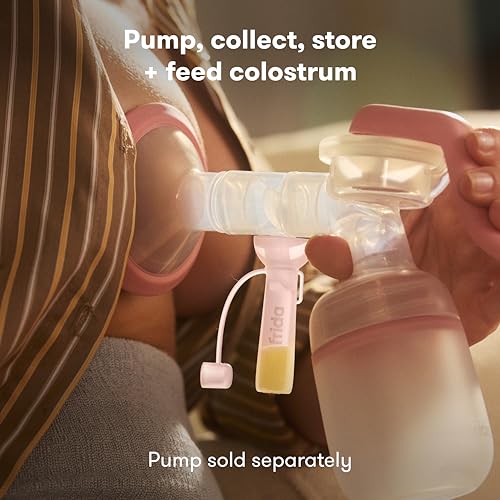 Frida Mom Colostrum Pump Adapter Kit, Safe Materials, Complete Set, 11PC | Connects to Frida Manual Breast Pump to Catch Colostrum, Includes 2 Collectors, 6 Labels, Brush & Cloth - style: Pump Adapter