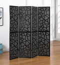 Roundhill Furniture Aurra 4-Panel Wood Room Divider, Folding Portable Partition Screen, Black Screen with Black Frame - color: Black Screen/Black Frame