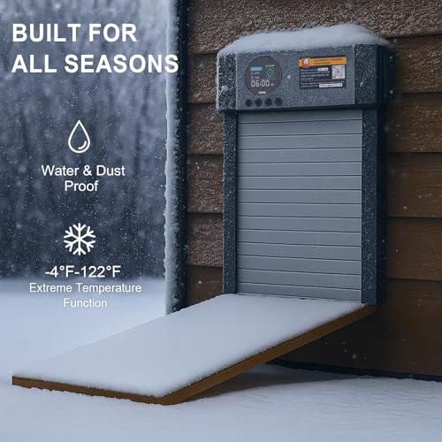 Automatic Chicken Coop Door – Solar Powered Auto Chicken Door with Light Sensor, Timer & Manual Control, 2500 mAh Battery +USB-C Backup, Aluminum,Waterproof, Anti-Pinch Safety, Fits Most Poultry Coops