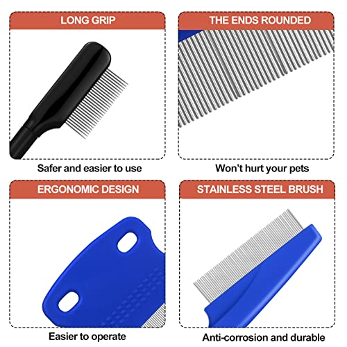 5 Pieces Dog Eye Combs Tear Stain Remover Combs Pet Grooming Comb for Small Dogs Gently Removing Eye Mucus and Crust (Blue, Black) - color: Blue