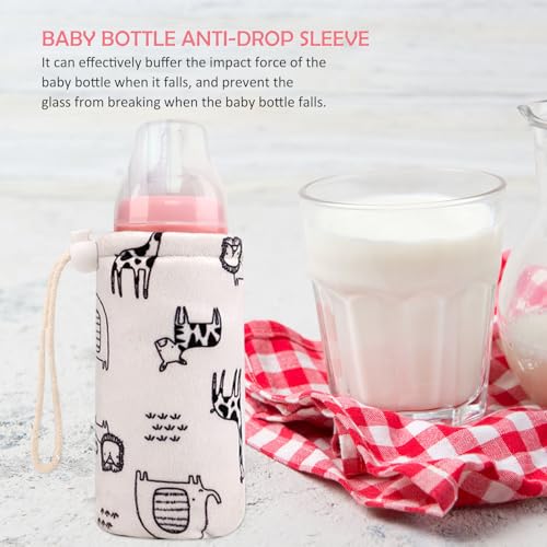 ULTNICE Baby Bottle Insulator Sleeve with String Warm Baby Bottle Cover Glass Nursing Feeder Warm Holder Pouch Infant