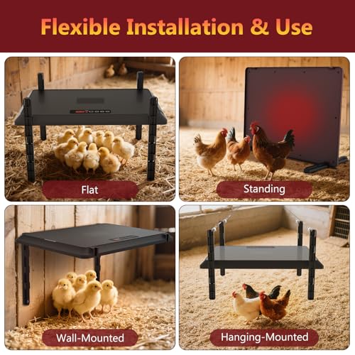 Smart Chick Brooder Heating Plate, Chicken Coop Heater, 75W Brooder Heater with Timer & Adjustable Thermostat, Radiant Heat Panel for Poultry, Energy-Efficient, UL-Compliant