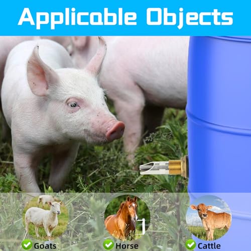 4 Pack Pig Waterer Nipple Kit, Hog Water Nipples for Barrels | Automatic Pig Nipple Water Drinker，304 Stainless Steel，28 mm Hole Opener, PTFE Tape, Pigs and Goats - color: Coppery-4 Pcs