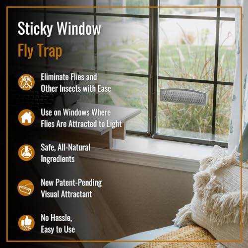Dr. Killigan's Sticky Window Fly Traps Indoor, 2 Traps + 4 Inserts | Indoor Insect Trap, Catches and Hides Bugs, Looks Better Than Fly Paper or Fly Ribbon
