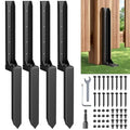 Fence Post Repair Kit，(Separation 16.9+17.9",4 pcs) | Heavy Duty Steel Fence Post Anchor Ground Spike ，Quick Fix Broken/Leaning Wood Posts with，and Fixed Fence Posts - size: Separation (16.9+17.9")