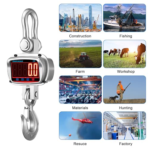 Hyindoor 5000kg 11000lb Crane Scale, 5T Digital Crane Scale with Remote Control, Temperature and Humidity Measuring Hanging Scale, Industrial Heavy Duty Electronic Scales Hoist Scales - size: 5000kg/11000lb