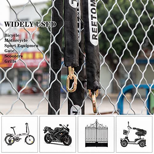 Heavy Duty Security Chain, 10FT x 3/8" Thick | Hardened Steel, Cut Proof, Anti-Theft Lock Chain, For Motorcycles, Bikes, ATVs, Trailers, Containers - size: 10ft chain without lock