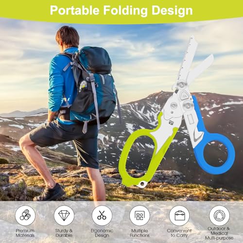 6-in-1 Heavy-Duty Emergency trauma shears (Blue green) - color: Blue Green