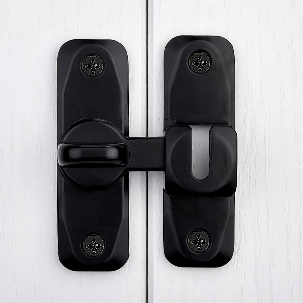 2 Packs Black Barn Door Latches,90/180 Degree Gate Lock_B | Zinc Alloy Right Angle Door Lock Latch,Flip Gate Latches,Sliding Door Latch Lock,for Cabinets,Fence Gates,Pet Cage - color: Black