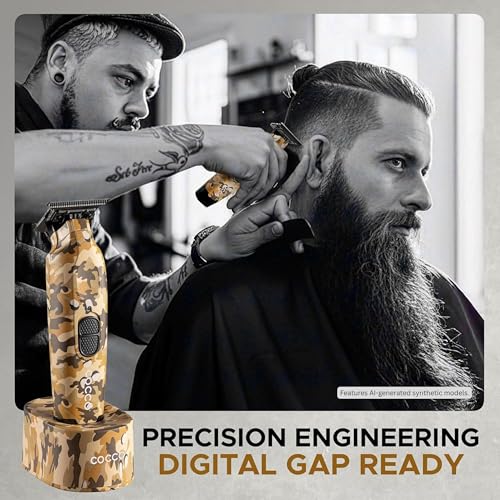 Cocco Veloce Pro Trimmer, Digital Gap Ambassador DLC Blade Edger | High-Torque Brushless BLDC Motor, Cordless, All-Metal Design, Lithium-Ion Battery, Charging Base Included