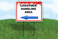 Livestock Handling Area 4Th Of July American Flag Usa Patriotic Red Blue Stars Left Arrow Single Sided 18x24 in. Yard Road Sign w/Stand - size: Single Sided Left Arrow