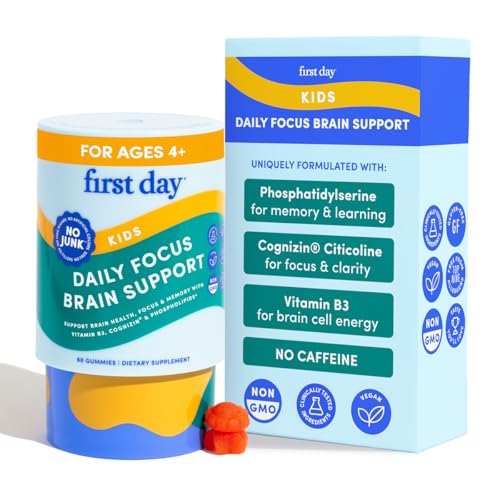 Focus Gummies for Kids with Cognizin® Citicoline, PS & Vitamin B3, 60 Count | Brain gummies for kids with Cognizin® citicoline, phosphatidylserine and vitamin B3 support daily focus, recall and learning.