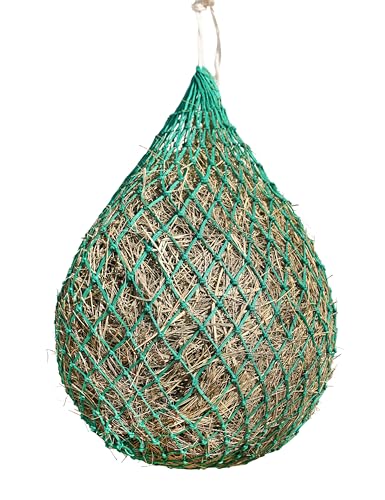 Harrison Howard Slow Feed Hay Net for Horses, 40 Inch Hay Bag Holds 1–2 Flakes, 2 Inch Mesh Durable Hanging Feeder for Stable, Pasture & Livestock-Grass Green - color: Grass green