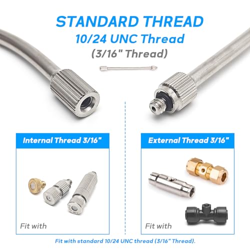 10Pack 5.6Inch Flexible Nozzle Extensions Brass Mist Rod for Misting System | Bendable Copper Extended Pole 10/24 UNC for Garden, Humidification, Spraying, Outdoor Cooling, Dust Control, Landscaping - size: 5.6 Inch
