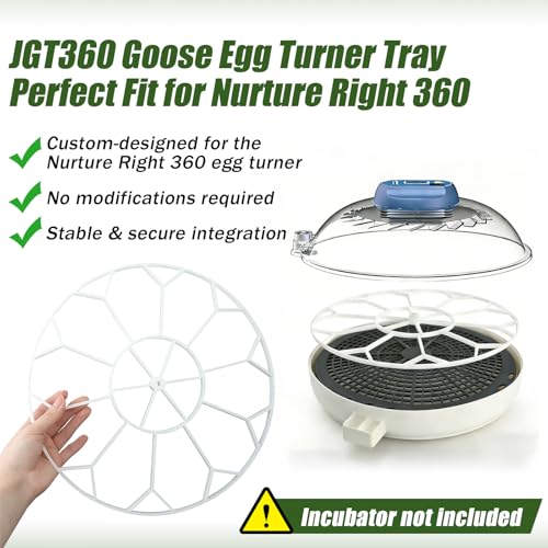 JGT360 Large Goose Egg Turner Tray for Nurture Right 360 Incubator, 10 Egg | 10 Egg Capacity Heavy Breed Jumbo Goose Egg Tray, Stable Egg Support for Improved Hatch Rate