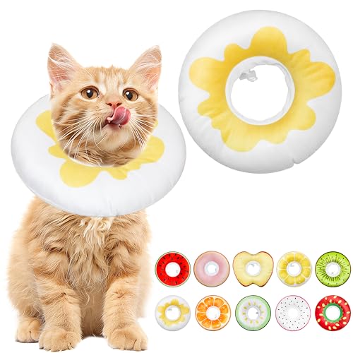 Cat Cone Collar Soft, Adjustable Cat Recovery Cone (Egg, S) | Stop Licking, Cute Kitten Donut Collar After Surgery, Elizabethan Collars for Kittens, Lightweight Cats Neck Cones - color: Egg, size: Small