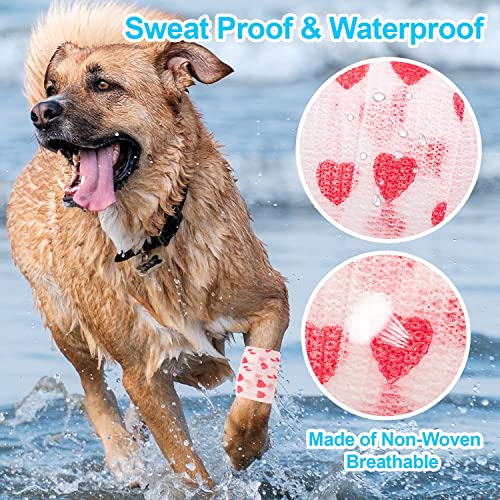Bandage Wrap, 12Pcs Sweatproof and Waterproof Cute Vet Wrap, Elastic Non-Woven Cohesive Bandages for Ankle Sprains & Swelling