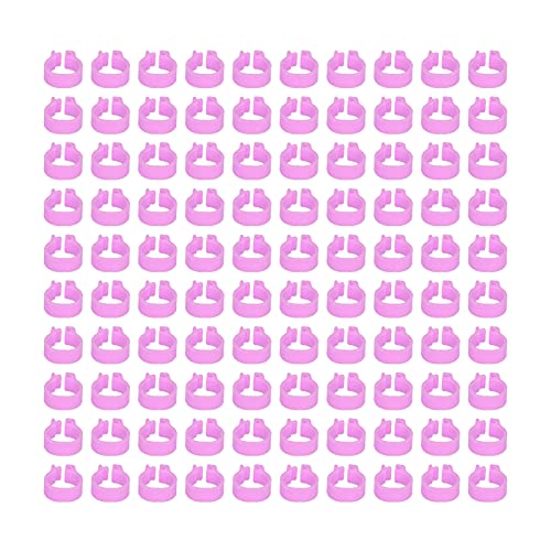 Zerodis 100PCS 8mm Leg Rings, Plastic Identification Bands for Pigeons, with Reusable Easy to Install for Poultry Dove Marking (Pink) - color: Pink