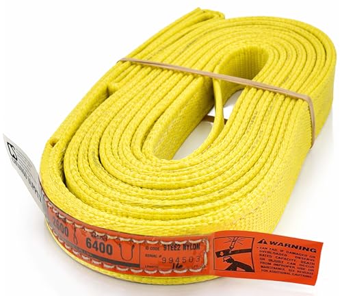 DD Sling 1 Inch x 16 Foot Nylon Lifting Sling – USA Made, 3,200 lb Vertical, 2,600 lb Choker, 6,400 lb Basket – 2-Ply Heavy Duty 900 Webbing, Type 3 Flat Eye & Eye Rigging Sling - size: 1"x16'