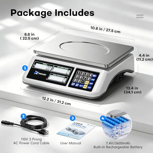 Counting Scale 88lb/40kg x 0.5g Industrial Scale lb/oz/g/kg Digital Parts Scale with Dual LCD Display, Rechargeable Inventory Scale for Small Parts Coins Pieces Tickets, Precision Gram Scale - style: 40kg x 0.5g with 3 Displays