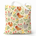 Cute Canvas Tote Bag for Women, Book Totebag with Zipper Pocket - color: Chicken Flowers