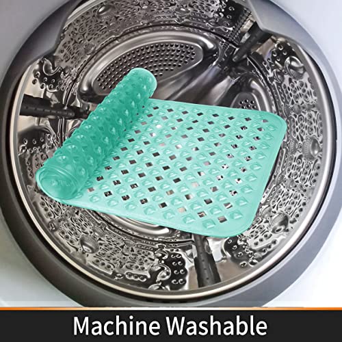 Yimobra Bathtub Mat Non Slip, Shower Mat with Strong Suction Cups & Drain Holes, 27.5"X15.5", Anti Slip Bath Tub Mat for Inside Shower, Machine Washable Fast Drying, Bathroom Essentials,Clear Green - color: Clear Green, size: 27.5 X 15.5 Inch